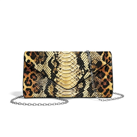 Xixirimido Clutch Purses for Women Evening Handbags for Formal Wedding Party Cocktail Prom Crossbody Envelope Bag with Detachable Chain, Leopard Snake Skin