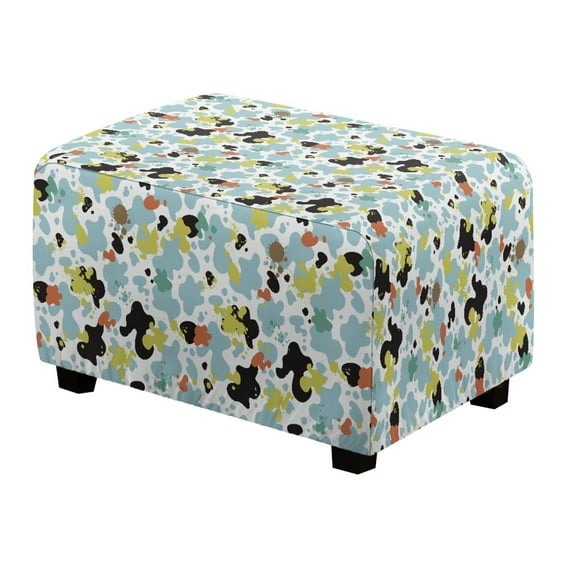 Xixirimido Colored Cow Spot Pattern Ottoman Cover Rectangle Storage Ottoman Slipcover Stretch Footrest Stool Covers with Elastic Band for Rectangle and Square Ottoman, Large