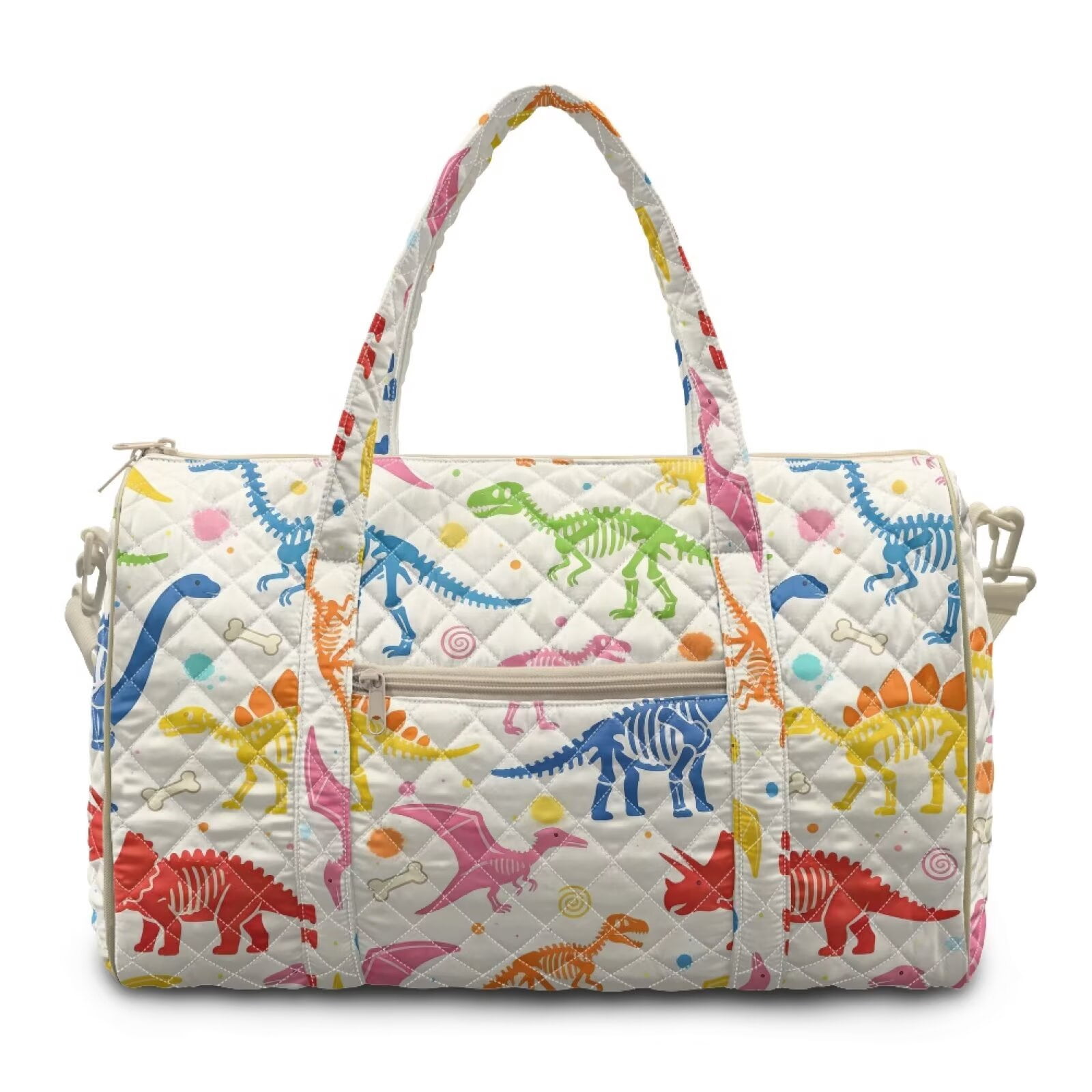 Xixirimido Colored Dinosaur Skulls Print Travel Duffle Bag Weekender Bags Sport Gym Bag for Women Men, Hospital Bag for Labor and Delivery, Overnight Bags with Trolley Sleeve