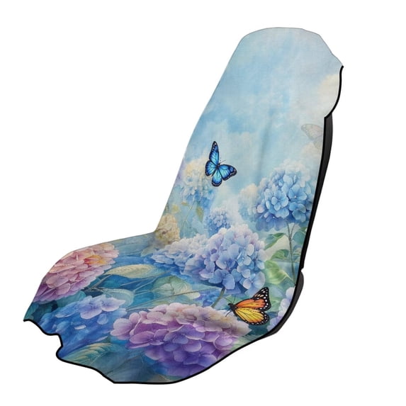 Xixirimido Colorful Hydrangea Butterfly Print Universal Car Towel Seat Cover for Post Gym Workout Swimming Running Soft Breathable Automotive Front Seat Protector Car Accessories