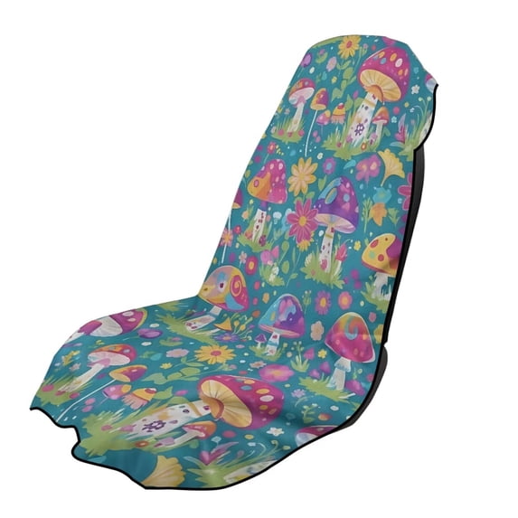 Xixirimido Colorful Mushroom Floral Print Car Seat Cover Front Seat Sweat Towel Bucket Seat Covers for Cars SUV Trucks for Gym Workout Running Swimming Beach Hiking, 2Pack