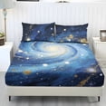thumbnail image 1 of Xixirimido Cosmic Galaxy Print Fitted Sheet with Pillowcases 3 Piece Set Deep Pocket Fitted Sheet for Bedroom Ultra Soft Fitted Bottom Sheet, Fade Resistant, Queen Size, 1 of 5