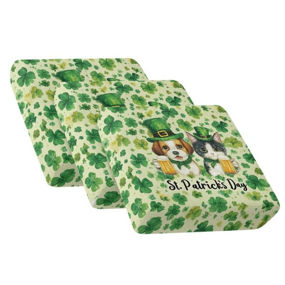Xixirimido Couch Cushion Cover 3 Pieces Anti-Slip Sofa Cover Armchair Couch Slipcover Furniture Protector for Individual Cushions, Shamrock St. Patrick's Day