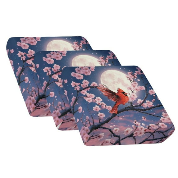 Xixirimido Couch Cushion Cover Non-Slip Sofa Cover with Elastic Bands Universal Armchair Cushion Slipcover Replacement Furniture Protector, Cardinal Moon Cherry Blossom