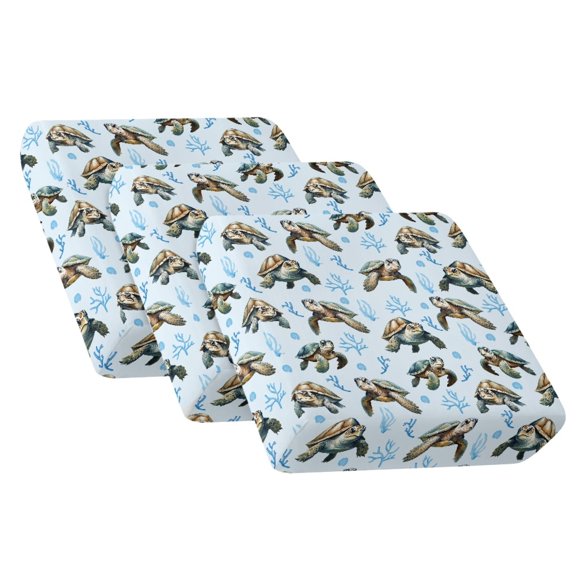 Xixirimido Couch Cushion Cover Non-Slip Sofa Cover with Elastic Bands Universal Armchair Cushion Slipcover Replacement Furniture Protector, Sea Turtle Coral Blue
