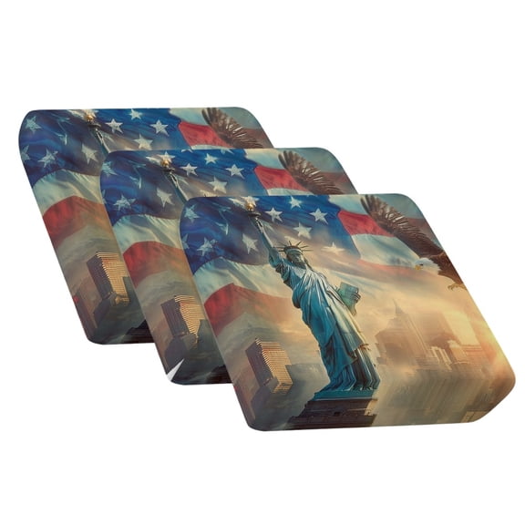 Xixirimido Couch Cushion Covers 3Pcs Seat Cushion Cover Stretch Couch Cover Separate Sectional Sofa Slipcovers Furniture Protector for Pets & Kids, American Flag Eagle Statue of Liberty