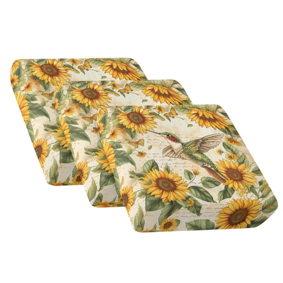 Xixirimido Couch Cushion Covers for Sectional Sofa 3Pcs Stretch Soft Sofa Slipcovers Washable Universal Furniture Protector for Living Room, Hummingbird Butterfly Sunflower
