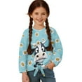 thumbnail image 1 of Xixirimido Cow Daisy Flower Blue Pattern Girls Casual Tunic Tops Tie-hem Long Sleeve Loose Soft Blouse T-Shirt Cute Graphic Girls Shirts, Size 5-6, 1 of 7