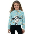 thumbnail image 1 of Xixirimido Cow Daisy Flower Blue Pattern Kids Half Zip Hoodies for Girls 3D Graphic Hooded Sweatshirt Zipper Long Sleeve Pullover Top with Pockets, Size 7-8, 1 of 7