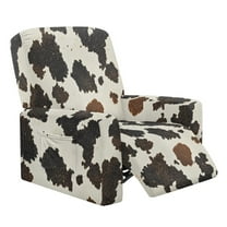 Xixirimido Cow Skin Brown Recliner Slipcovers 4-Pieces Lazyboy Covers Non Slip Reclining Couch Chair Cover with Storage Pockets Furniture Protector for Home Living Room