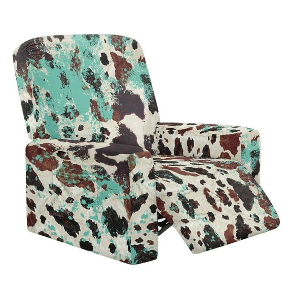 Xixirimido Cowhide Pattern Recliner Slipcovers 4-Pieces Lazyboy Covers Couch Chair Cover Non Slip Reclining with Storage Pockets Furniture Protector for Home Living Room