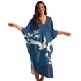thumbnail image 1 of Xixirimido Cranes White Cherry Blossom Print Kaftan Dresses for Women Plus Size V-Neck Moo Moos Batwing Sleeve Caftan Beach Dress Bathing Suit Cover-Up Loungewear, 1 of 7