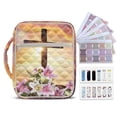 thumbnail image 1 of Xixirimido Cross Lily Flower Sunset Glow Print Bible Cover Case Large Bible Cover with Handle Quilted Bible Carrying Case Bag with Bookmarks Bible Study Supplies Accessories, 1 of 7