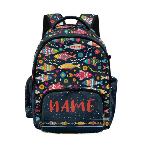 Xixirimido Custom Backpack for Boys Girls Elementary Middle School Bookbag Kids Lightweight Back Pack Multi Pocket School Bags Large Capacity - Colorful Fish Flowers Print