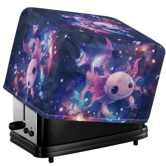 Xixirimido Cute Axolotl Galaxy Print Toaster Cover, Dust Proof Cover for Kitchen Small Appliance with Drawstring Toaster Protector Cover Kitchen Accessories, for 2 Slice