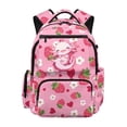 thumbnail image 1 of Xixirimido Cute Axolotl Strawberry Floral Print 17" School Backpack for Girls Multi-pocket Bookbags Large School Bag for Elementary Middle High School Students Back to School Supplies, 1 of 8