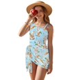 thumbnail image 1 of Xixirimido Cute Bunny Carrot Blue Print Girl's One Piece Swimsuits with Removable Bra One Shoulder Bathing Suit with Mesh Cover Up 1 Piece Swimsuit Swimwear, Size 11-12 Years, 1 of 7