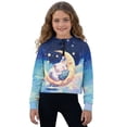 thumbnail image 1 of Xixirimido Cute Cat Moon Starry Sky Pattern Half Zip Sweatshirt for Girls Long Sleeve Pullover Crop Tops with Pocket Kids Hoodie Fall Winter Clothes Size 11-12, 1 of 7