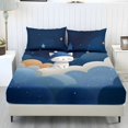 thumbnail image 1 of Xixirimido Cute Cat Starry Night Print 3Pcs Fitted Sheet Set Soft Bed Sheet with 2 Pillowcases Wrinkle Resistant Bedding Set Breathable Mattress Sheets, Queen Size, 1 of 5