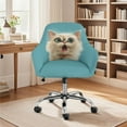 thumbnail image 1 of Xixirimido Cute Cat Teal Blue Pattern Stretch Office Chair Cover Desk Chair Cover for Armrest Chair Universal Swivel Chair Slipcovers Mid Back Accent Dining Chair Protector, 1 of 7