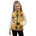 thumbnail image 1 of Xixirimido Cute Cats Christmas Theme Yellow Pattern Girls Boys Fleece Vest Kids Zip-up Vest Sleeveless Stand Collar Jacket with Pockets Fall Winter Outerwear for 7-8, 1 of 6
