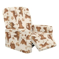 Xixirimido Cute Dachshund Dogs Paws Pattern Recliner Chair Cover, 4-Pieces Stretch Recliner Covers for Recliner Chair Soft Reclining Chair Slipcover Furniture Protector for Pets Kids