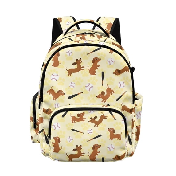 Xixirimido Cute Dachshund & Paw Baseball Print 17" School Backpack for Girls Boys High School Book Bag Cute Backpack Lightweight Middle School Back Pack Daypack Elementary