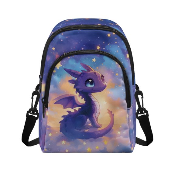 Xixirimido Cute Dragon Starry Night Pattern Small Sling Bag Cell Phone Purse Fanny Crossbody Bag for Women Trendy Chest Backpack with Adjustable Strap