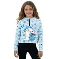 thumbnail image 1 of Xixirimido Cute Ghost Gifts Blue Pattern Girls Half Zip Sweatshirt Hooded Pullover for Teen Long Sleeve Hoodie Crop Tops with Pocket Fall Winter Clothes Size 5-6, 1 of 7