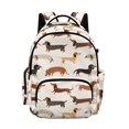 thumbnail image 1 of Xixirimido Dachshund Dog Beige Print 17" Large Capacity Backpack for Kids Elementary Bookbag Middle High School Bag for Boys & Girls Multi Pockets Rucksack, 1 of 8