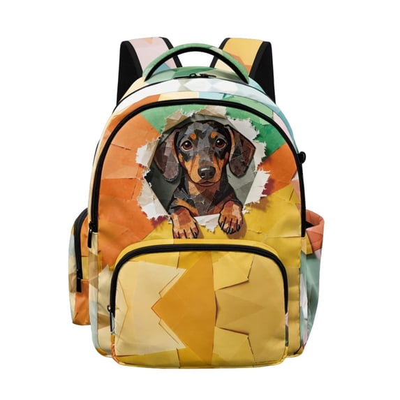 Xixirimido Dachshund Dog Torn-paper Print Backpack for Boys Girls Elementary Middle School Bookbag Kids Lightweight Back Pack Multi Pocket School Bags Large Capacity