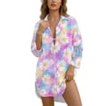 thumbnail image 1 of Xixirimido Daisy Colorful Tie-dye Print Womens Swimsuit Cover Up Button Down Shirt Long Sleeve Bathing Suit Coverups Beach Cover Up With Pocket, Size S, 1 of 7