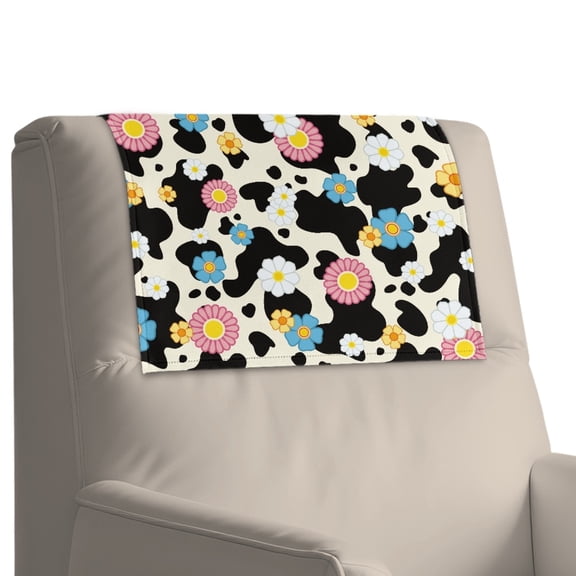 Xixirimido Daisy Flower Cow Spot Print Non Slip Recliner Headrest Protector Leather Headrest Covers for Recliner Chair Waterproof Couch Head Rest Covers for Sofa, 1Pcs