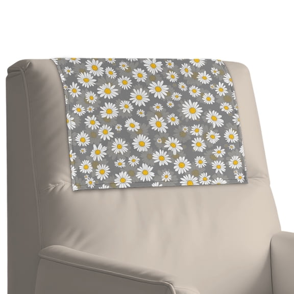 Xixirimido Daisy Flower Gray Pattern Headrest Cover for Recliner Chair Leather Sofa Headrest Cover Head Protector Furniture Protector for Recliner Sofa Slipcovers, 2Pcs