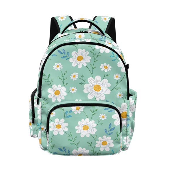Xixirimido Daisy Flower Green Print Backpack for Boys Girls Elementary Middle School Bookbag Kids Lightweight Back Pack Multi Pocket School Bags Large Capacity