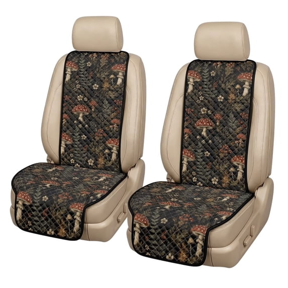 Xixirimido Dark Forest Mushroom Universal Car Front Seat Covers, Non-Slip, Quilted Car Seat Protective Cover, 2 Pack, Universal Car Accessories for SUVs Trucks, Front Seat Cushion, Airbag Compatible
