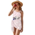 thumbnail image 1 of Xixirimido Elephant Hearts Pink Print Girls One Piece Swimsuit with Adjustable Strap and Mesh Cover Up Skirt, One Shoulder Cute Bathing Suit Swimwear Set, Size 9-10 Years, 1 of 7