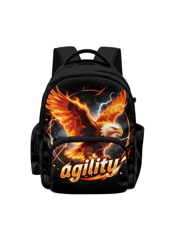Fire Eagle Agility Print 17" School Backpack for Girls Boys High School Book Bag Cute Backpack Lightweight Middle School Back Pack Daypack Elementary