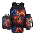 thumbnail image 1 of Xixirimido Fire Wolf Galaxy Pattern Kids School Backpack 4Pcs Bundle 17 Inch Bookbag, Insulated Lunch Box, Water Bottle Pouch, Pen Organizer Back to School Essentials, 1 of 6