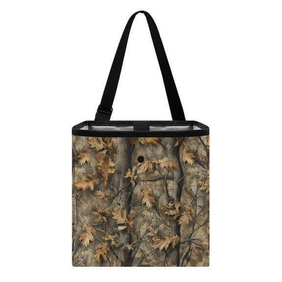 Xixirimido Forest Camo Pattern Car Trash Can Hanging Trash Bin Leak-Proof Collapsible Car Garbage Bag, 2 Gal Large Capacity Multipurpose Storage Container