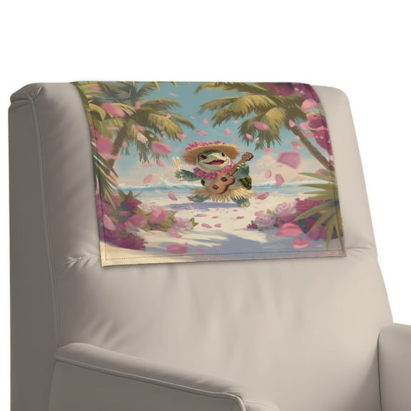 Xixirimido Frog Guitar Roses Palm Tree Pattern Recliner Headrest Protector Leather Non Slip Headrest Covers for Recliners Sofa Headrest Covers Furniture Protector for Home, 3Pcs