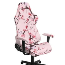 Xixirimido Gaming Chair Cover with Armrest Covers 3D Printed Stretch Removable Racing Computer Chair Slipcover Set Washable 4 Pieces, Pink Cherry Blossom Butterfly