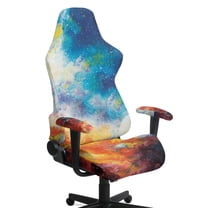 Xixirimido Gaming Chair Cover with Armrest Covers 3D Printed Stretch Removable Racing Computer Chair Slipcover Set Washable 4 Pieces, Colorful Galaxy