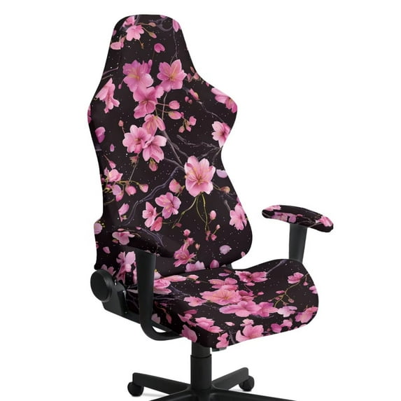 Xixirimido Gaming Chair Covers with Armrest Covers 4Pcs Stretch Game Computer Office Chair Slipcovers Rotating Armchair Protective Cover, Cherry Blossom