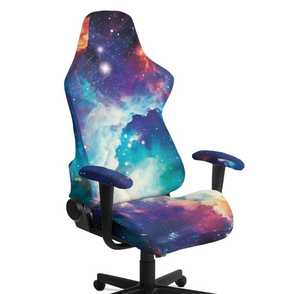 Xixirimido Gaming Chair Covers with Armrest Covers 4Pcs Stretch Game Computer Office Chair Slipcovers Rotating Armchair Protective Cover, Galaxy Cosmic Design