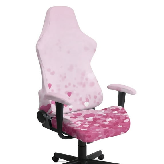 Xixirimido Gaming Chair Covers with Armrest Covers 4Pcs Stretch Game Computer Office Chair Slipcovers Rotating Armchair Protective Cover, Heart Shapes Pink