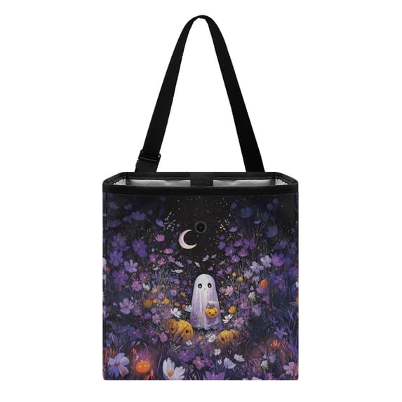 Xixirimido Ghost Jack-O-Lantern Daisy Car Trash Can Cute Leakproof Car Garbage Bag Hanging Trash Bin Automotive Garbage Cans Organizer for Back/Front Seat/Console Halloween Car Decor