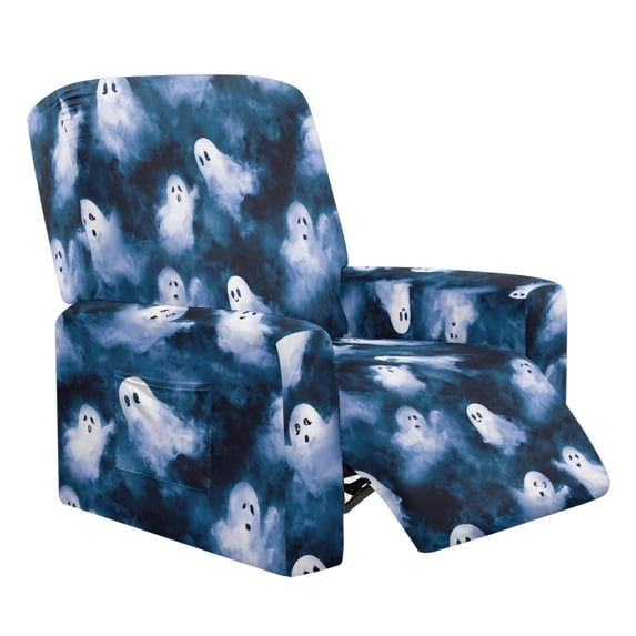Xixirimido Ghost Tie-dye Pattern Recliner Cover with Pockets Reclining Slipcover 4-Pieces Lazy Boy Recliner Armchair Cover for Recliner Furniture Protector for Kid Pet