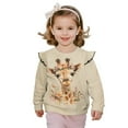 thumbnail image 1 of Xixirimido Giraffe Floral Beige Print Girls Toddler Sweatshirt Long Sleeve Ruffle Shoulder Pullover Sweater Graphic Crewneck Top Cozy Fall Winter Clothes, for 2-3T, 1 of 7