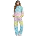 thumbnail image 1 of Xixirimido Gradient Mermaid Scale Print Lounge Sets for Women Sweatsuits for Fall Winter 2 Piece Outfits Long Sleeve Sweatshirt Wide Leg Sweatpants Tracksuit Matching Set, X-Large, 1 of 7
